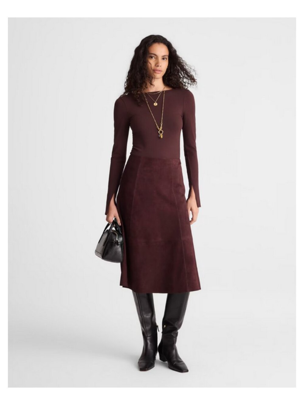 Madewell Seamed Suede Midi Circle Skirt Sample - Size 6 - NWT - Picture 5 of 9